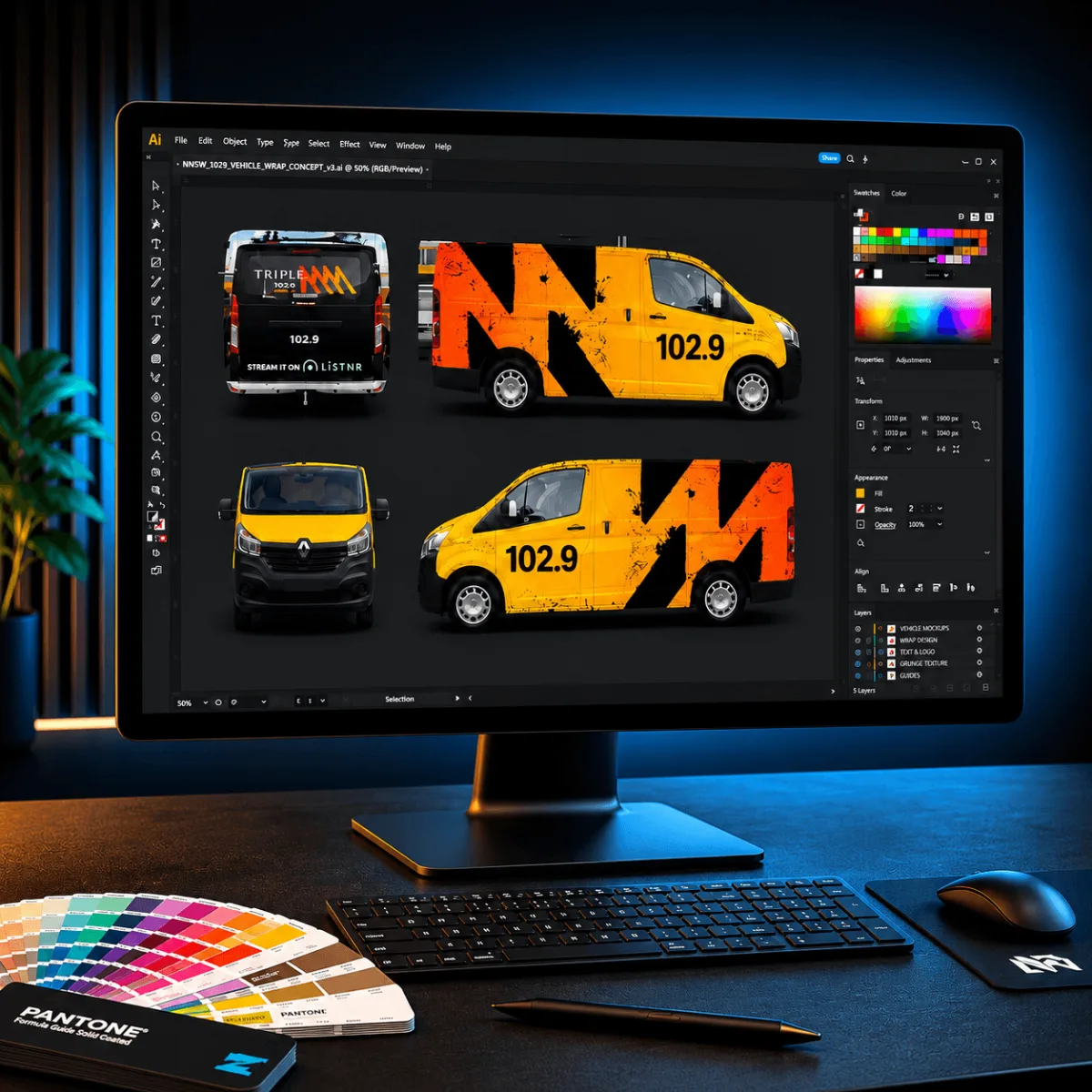 Wrap artwork on screen in the Big Colour design studio