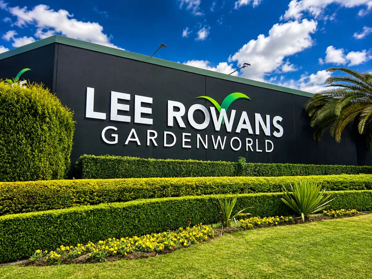 Lee Rowans Gardenworld sign by Big Colour